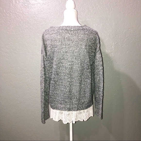 Gray knit lace hem sweater - Picture 8 of 8